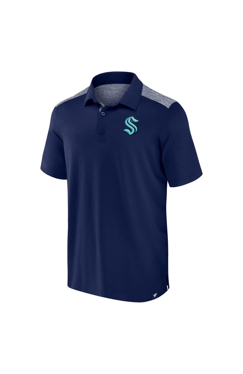 FANATICS Men's Fanatics Navy Seattle Kraken Iconic Brushed Blocked Polo, Alternate, color, Navy