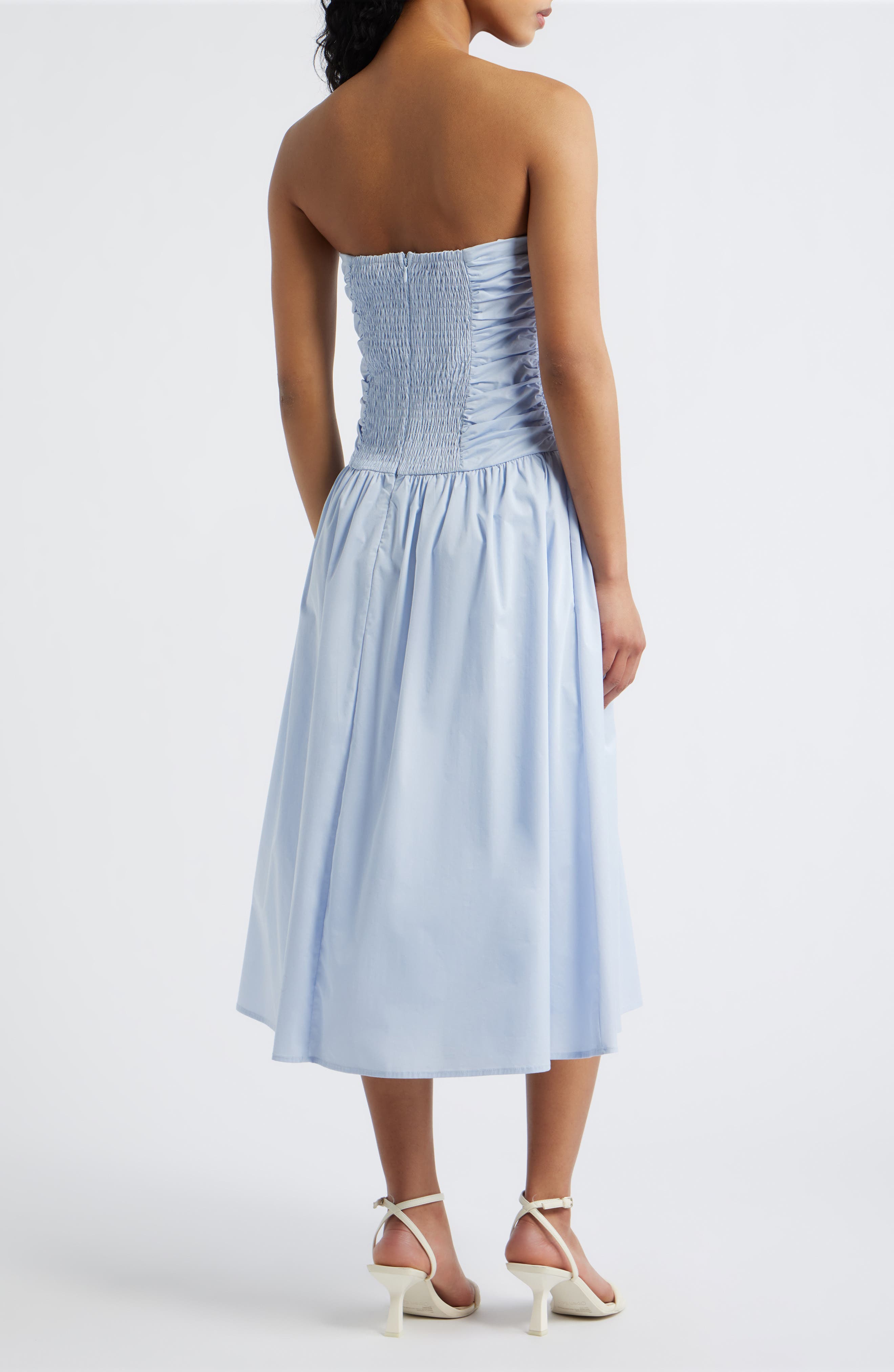 Molly Ruched Bodice Strapless A-Line Midi Dress - image 2