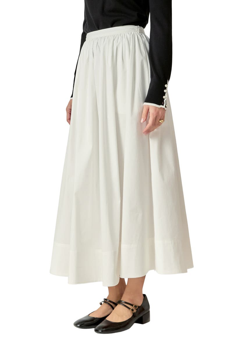 A-Line Cotton Blend Skirt, Alternate, color, WHITE
