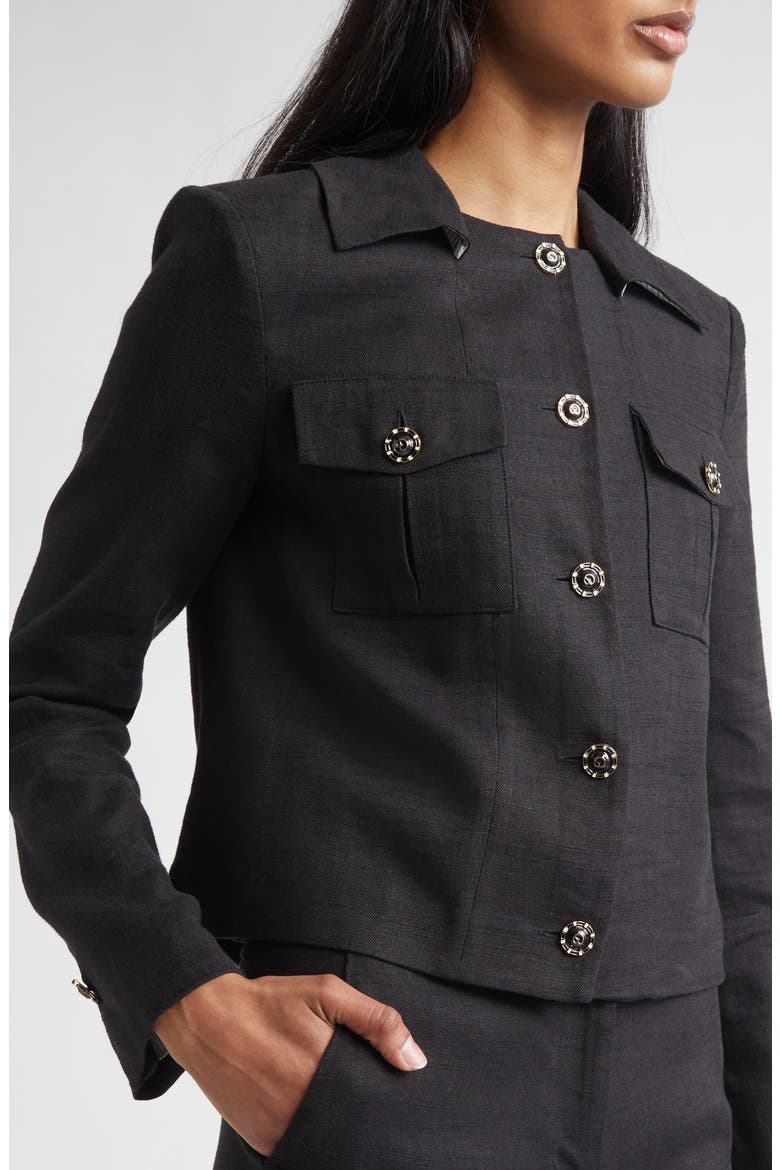 Linen Blend Twill Jacket, Alternate, color, BLACK