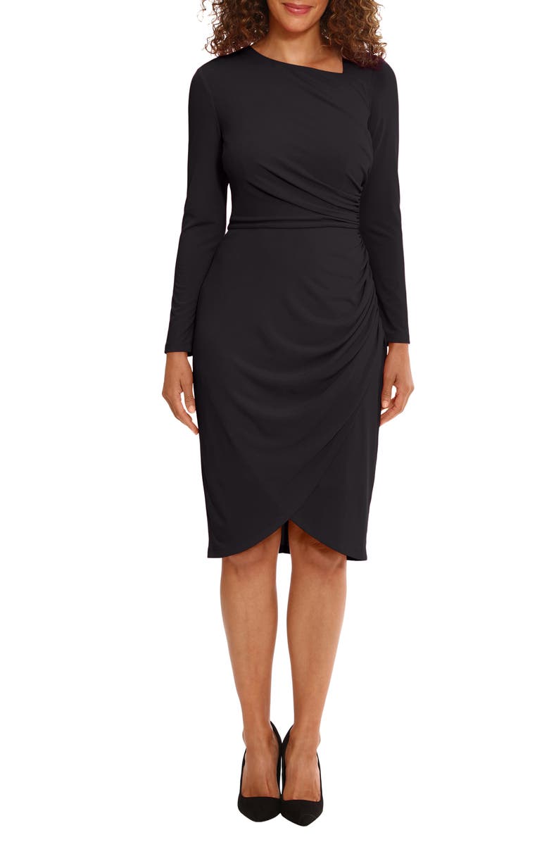 London Times Ruched Long Sleeve Sheath Dress, Main, color,