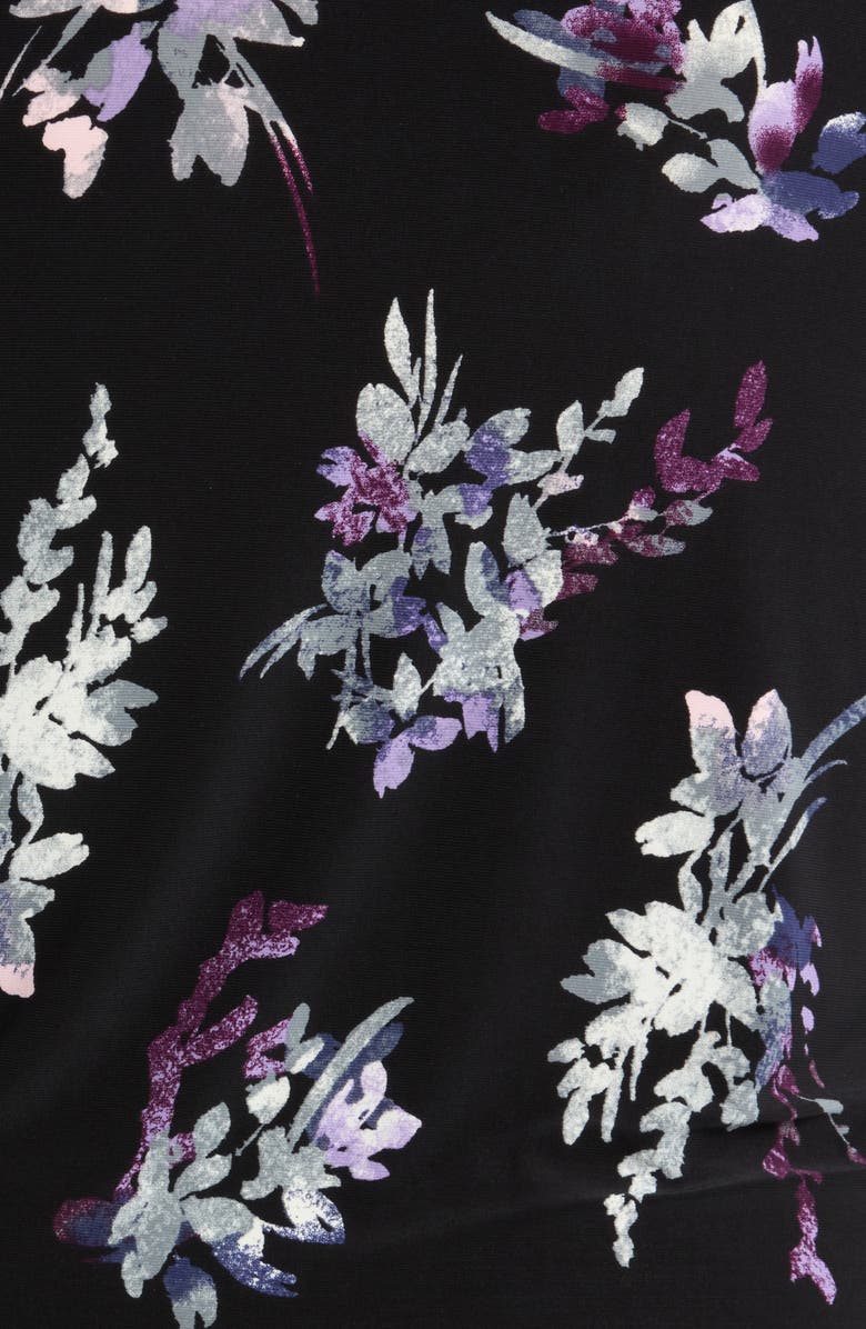 Anne Klein Floral Pleat Neck Chiffon Sleeve Top, Alternate, color,