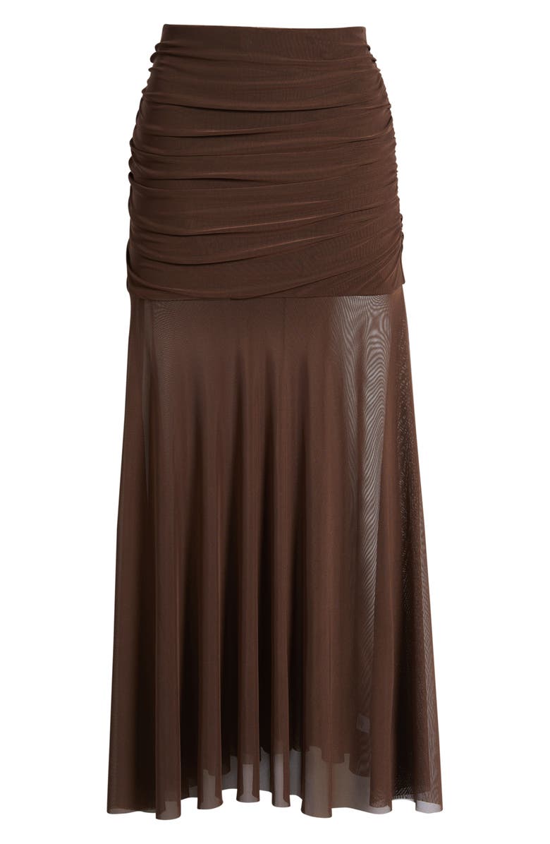 Open Edit Mesh Maxi Skirt, Alternate, color, Brown Terra