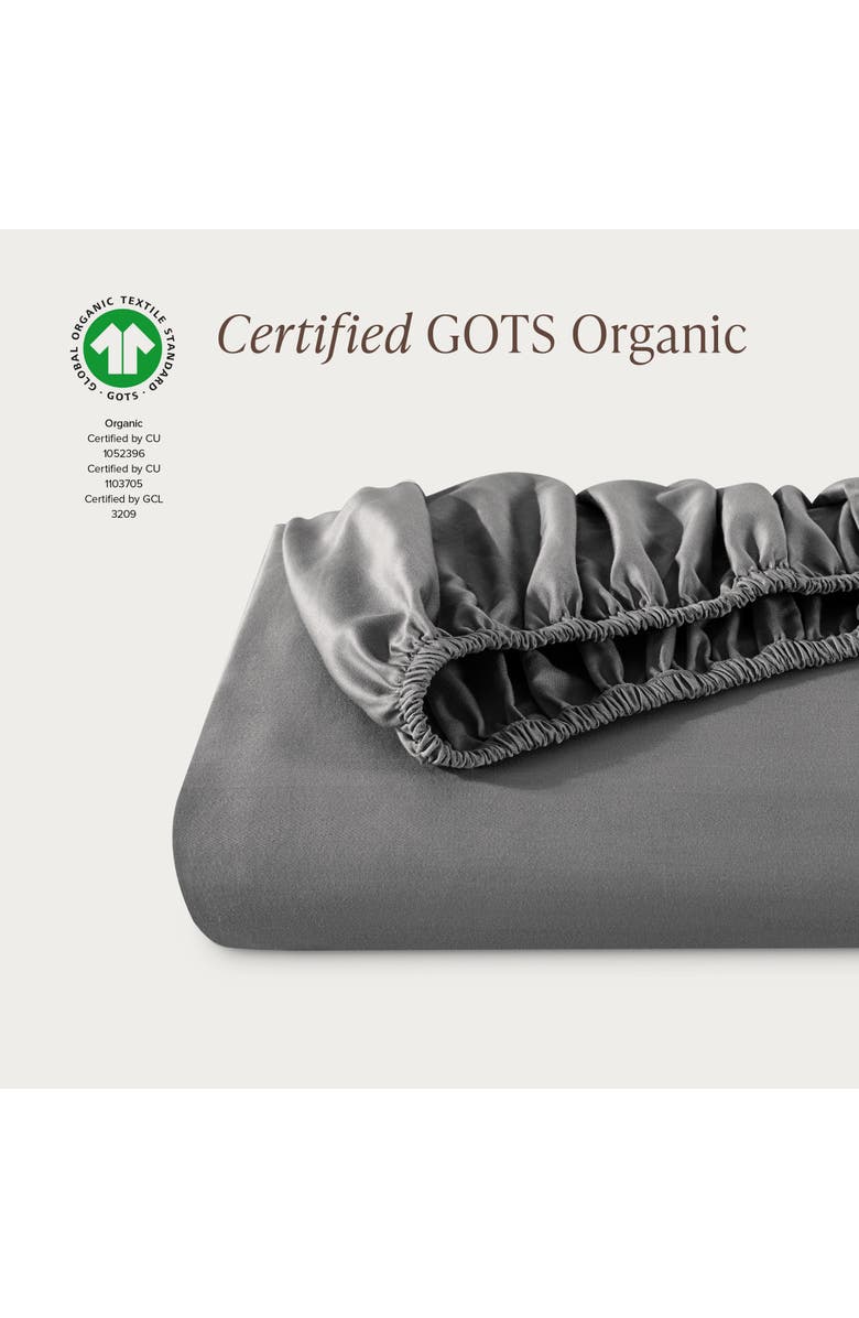 Bare Home 400 Thread Count Organic Cotton Sateen Fitted Sheet - Split Head King, Alternate, color, Grey