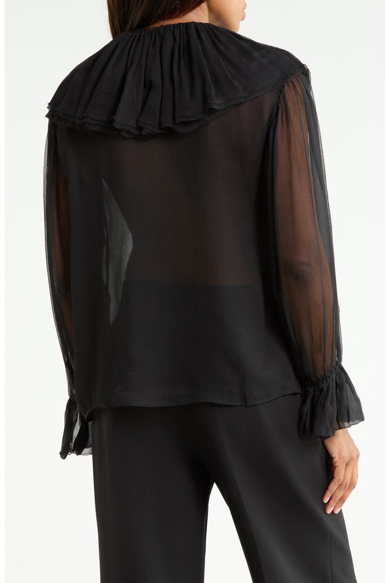 The Tiered Statement Ruffle Collar Blouse, Alternate, color, BLACK
