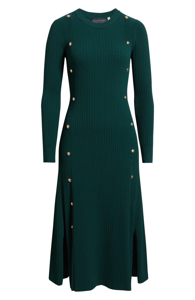 Elie Tahari The Tamara Long Sleeve A-Line Dress, Alternate, color, Deep Forest