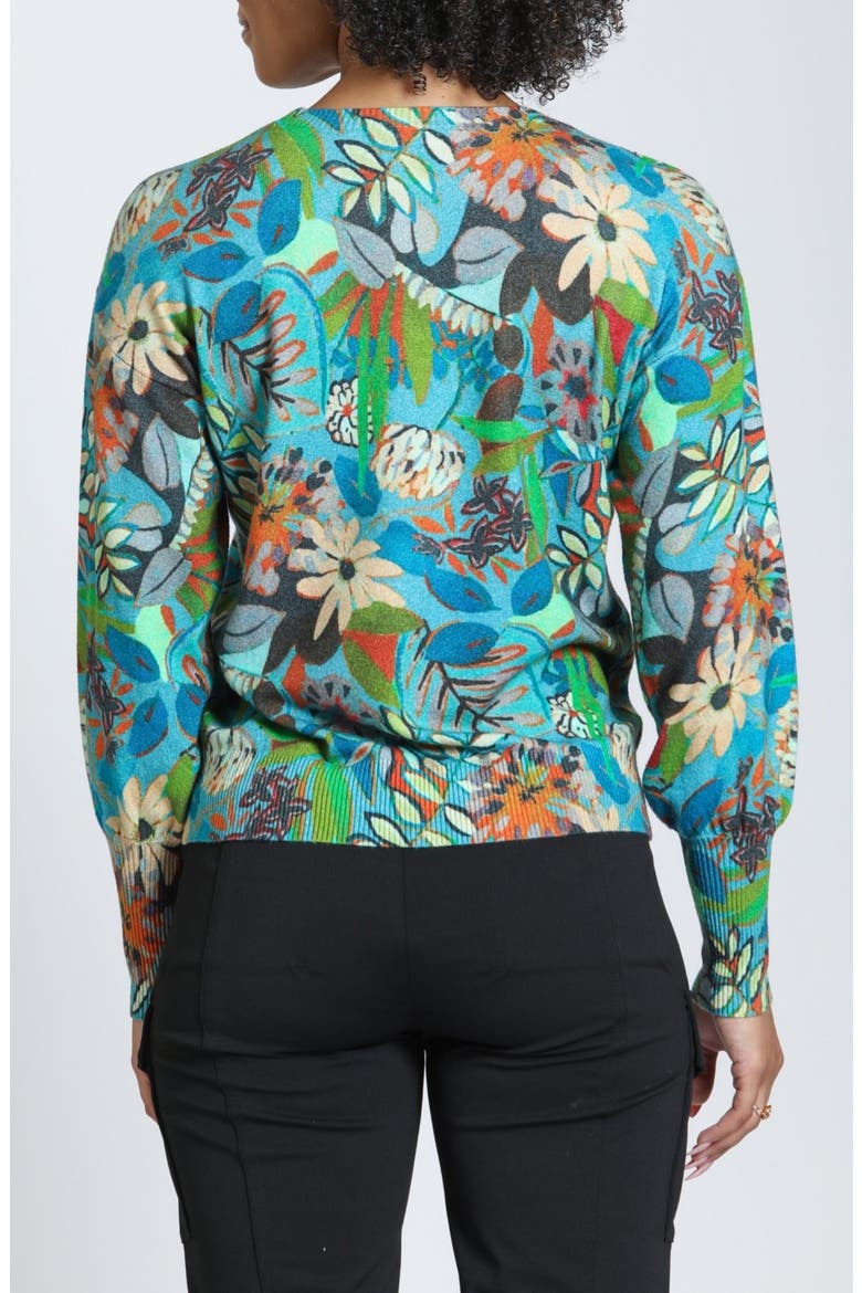 Harvest Wildflower Botanical Crewneck Sweater, Alternate, color, TEAL/TOASTED AMBER