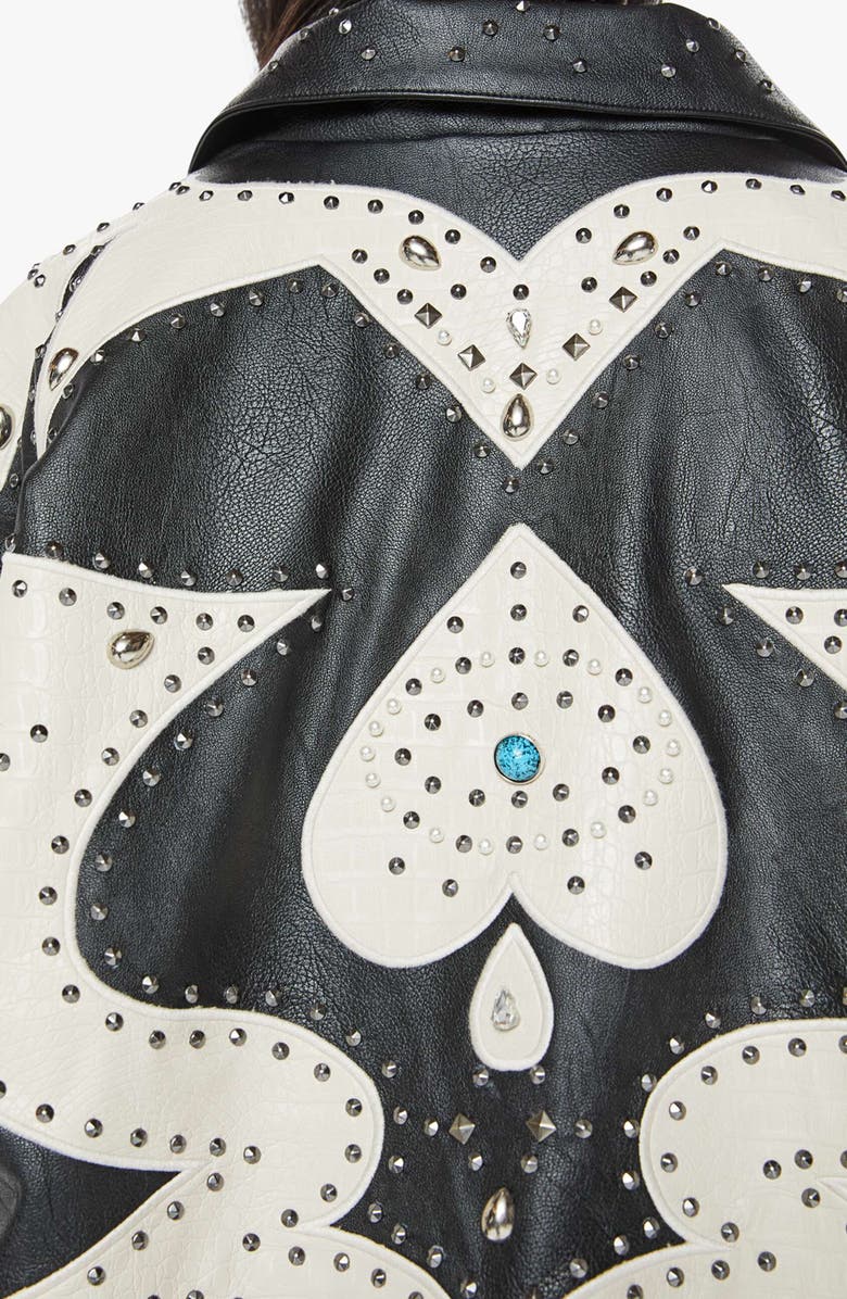 MOTHER The Zip It Studded Faux Leather Jacket, Alternate, color,