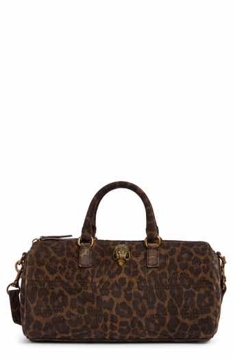 Union Jack Leopard Print Suede Barrel Bag