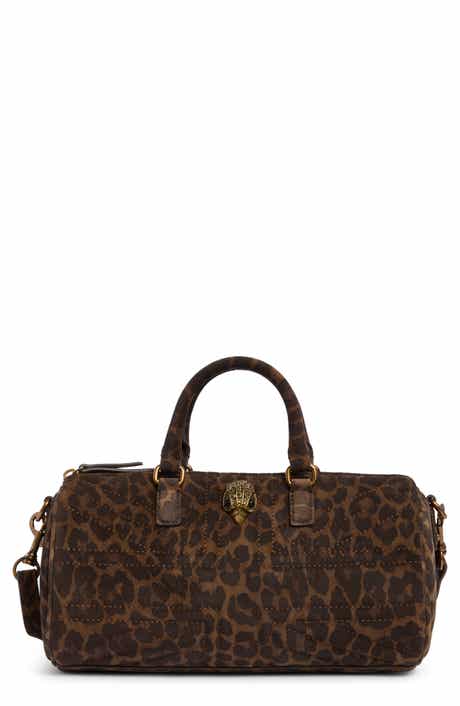 Union Jack Leopard Print Suede Barrel Bag