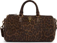 Kurt Geiger London Union Jack Leopard Print Suede Barrel Bag