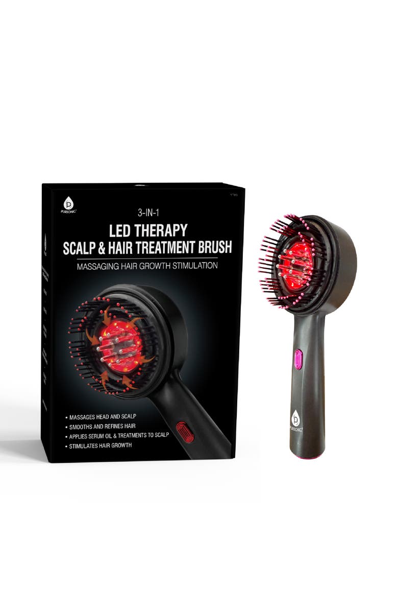 PURSONIC 3-in-1 LED Therapy Scalp
Hair Treatment Brush - Stimulate Growth, Boost Volume, Enhance Scalp Health, Main, color, Black
