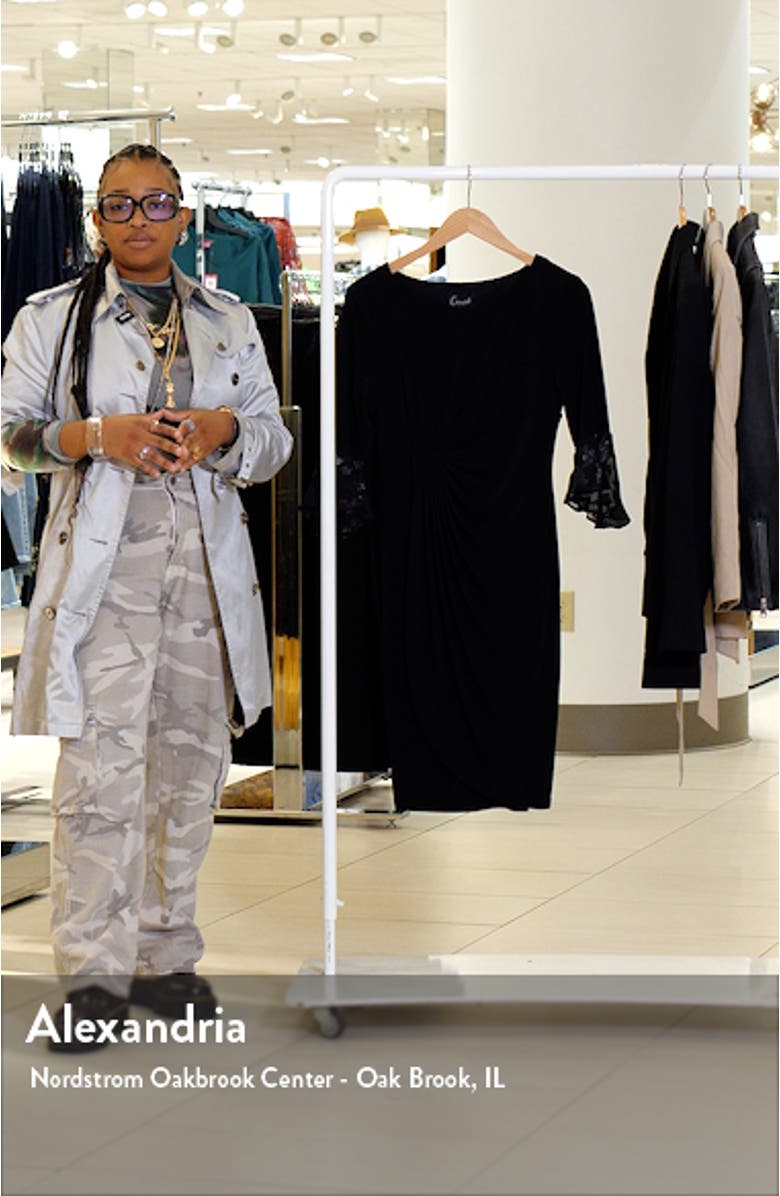 Long Sleeve Faux Wrap Cocktail Dress, sales video thumbnail