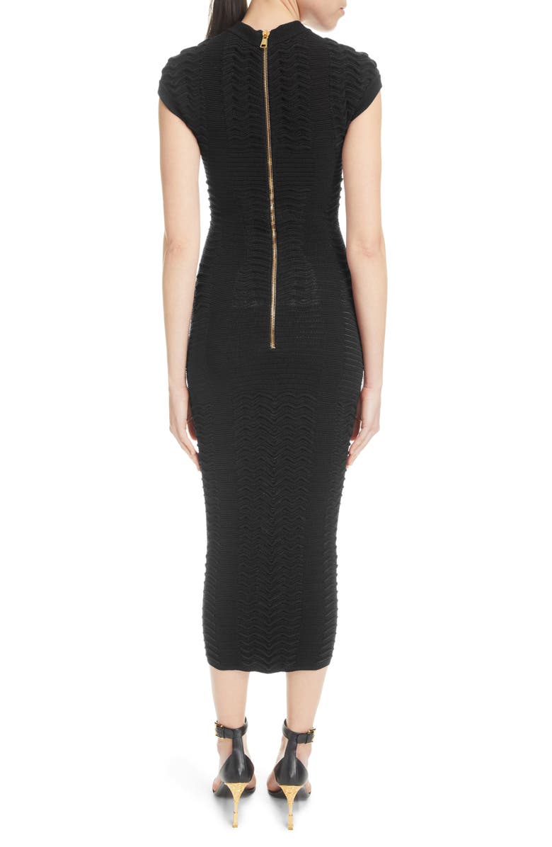 Balmain Chevron Texture Knit Body-Con Dress, Alternate, color, 