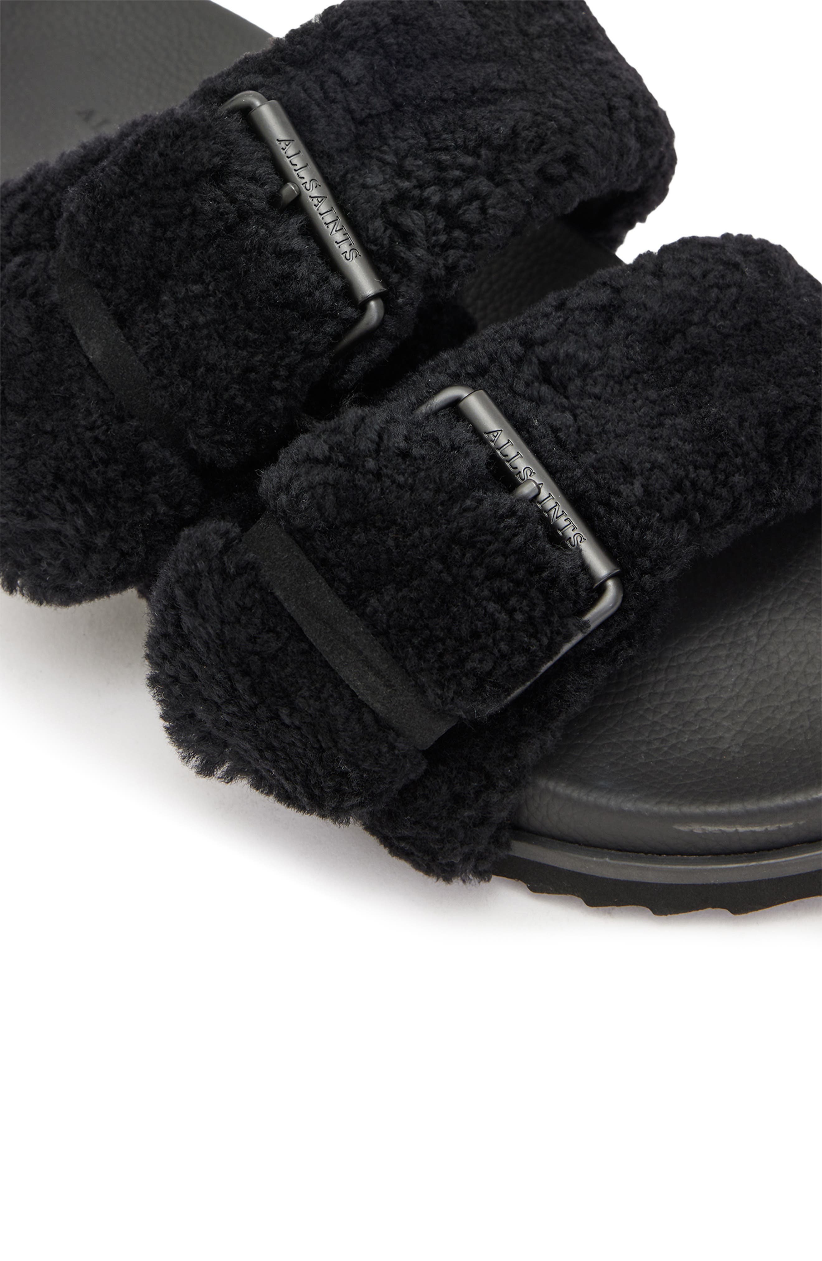 AllSaints Sian Genuine Shearling Sandal, Alternate, color, 