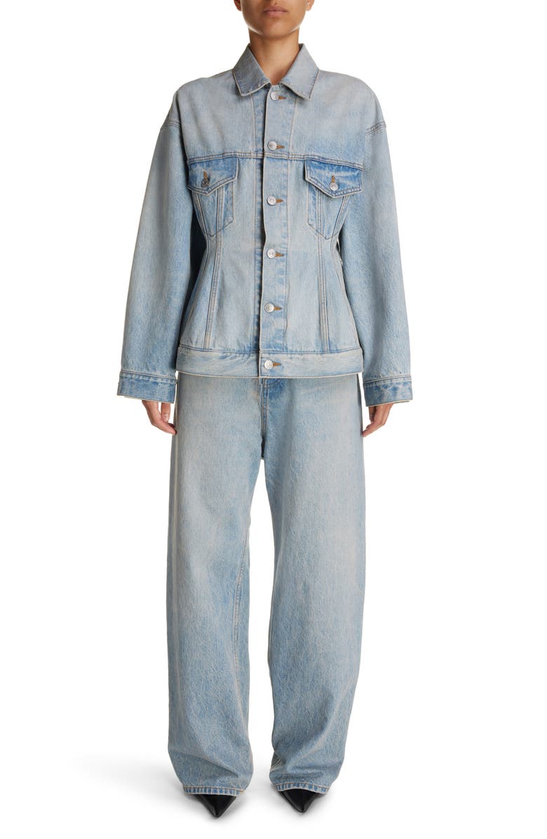 Balenciaga Hourglass Denim Jacket, Main, color, 