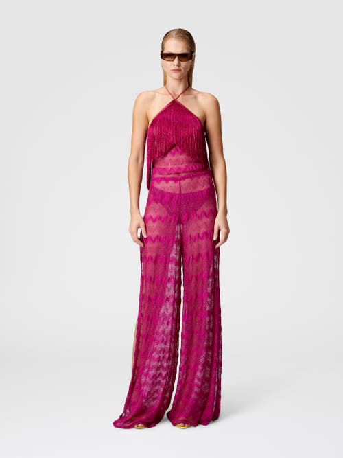 Missoni Zick-zack-jumpsuit Aus Lamé-viskose Mit Fransen In Purple