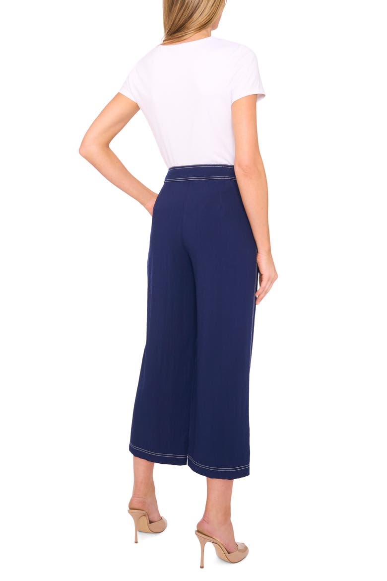 Contrast Stitch Crop Straight Leg Pants, Alternate, color, TWILIGHT BLUE