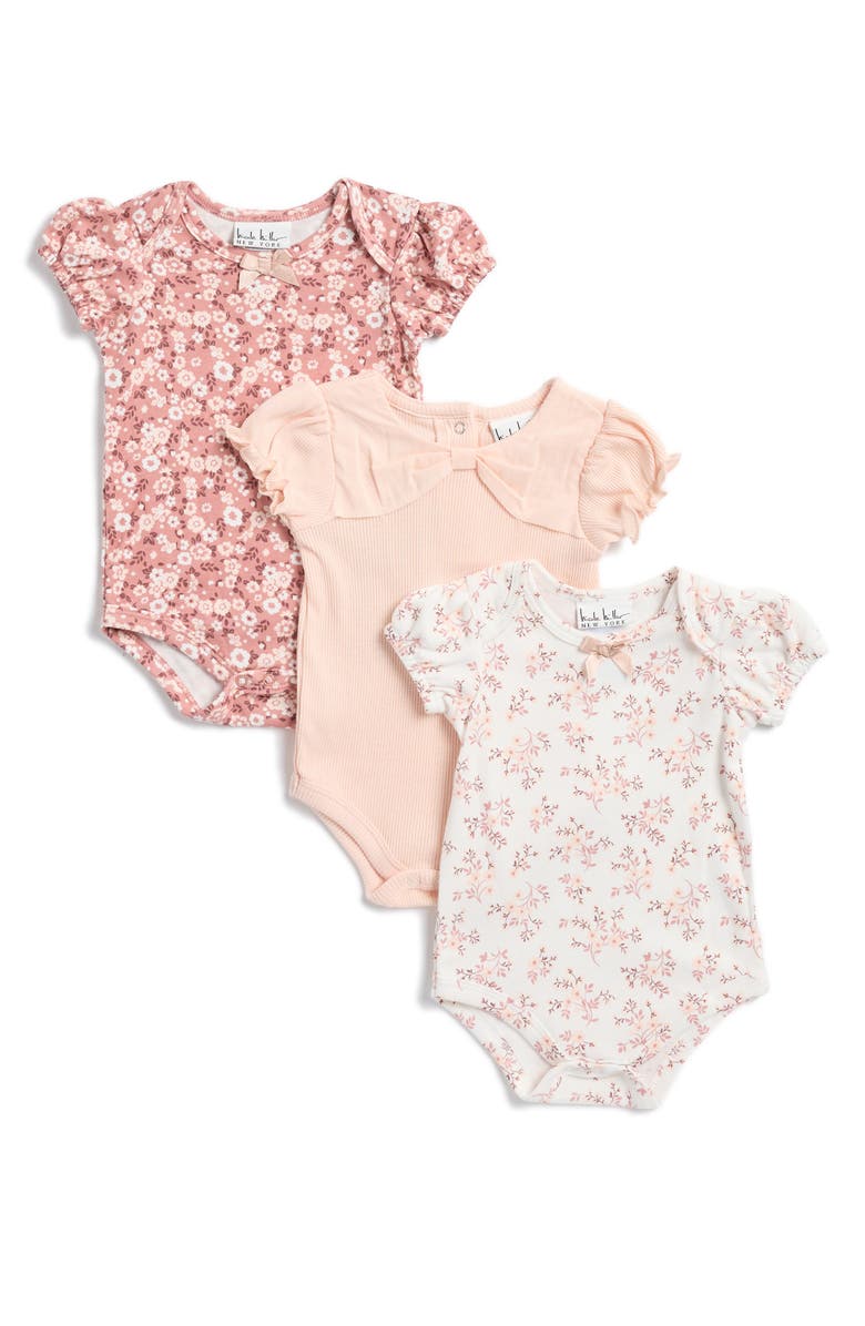 Nicole Miller 3-Pack Assorted Bodysuits, Main, color, 