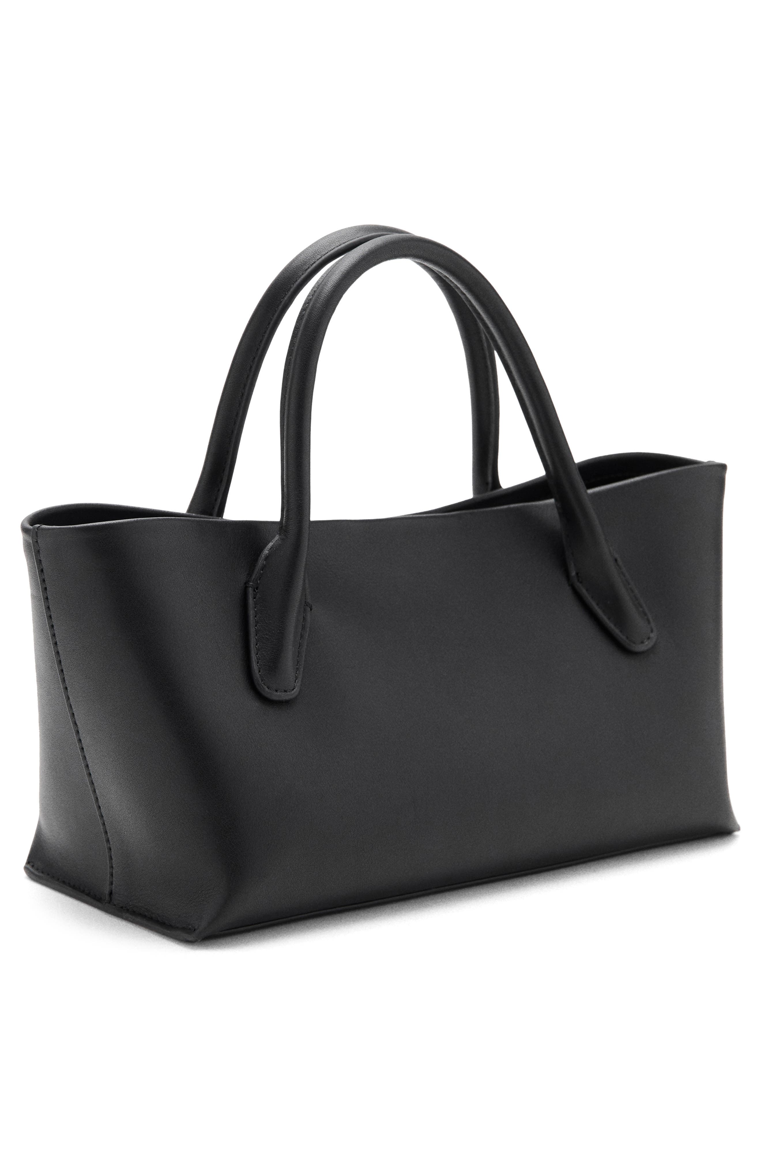 MANGO Starring Hailey Bieber Leather Tote, Alternate, color, Black