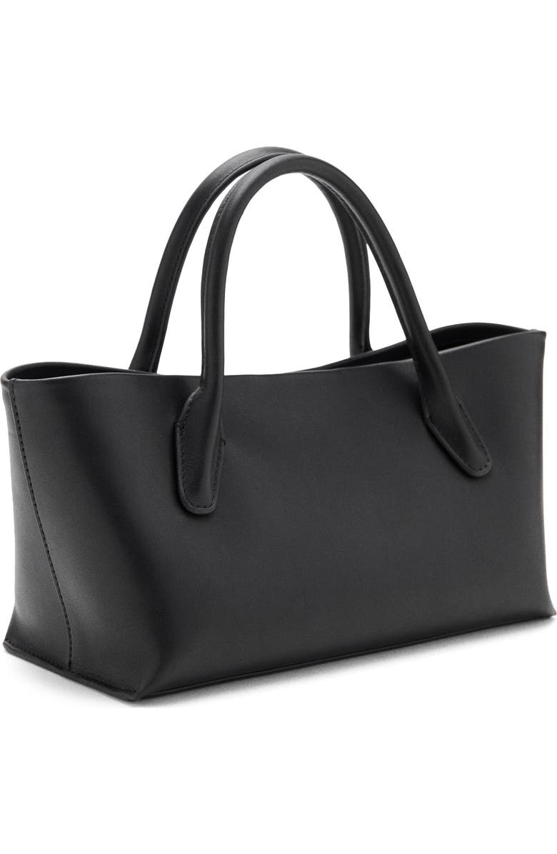 MANGO Starring Hailey Bieber Leather Tote, Alternate, color, Black