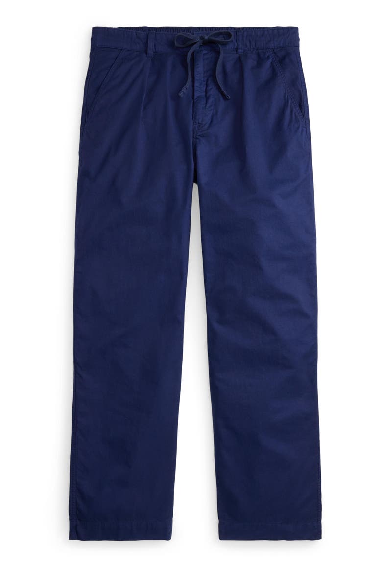 Prepster Pleated Cotton Twill Easy Drawstring Pants, Alternate, color, SPRING NAVY