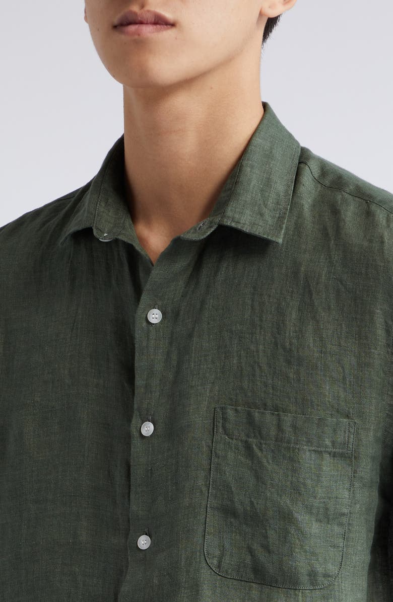 Sunspel Short Sleeve Linen Button-Up Shirt, Alternate, color,