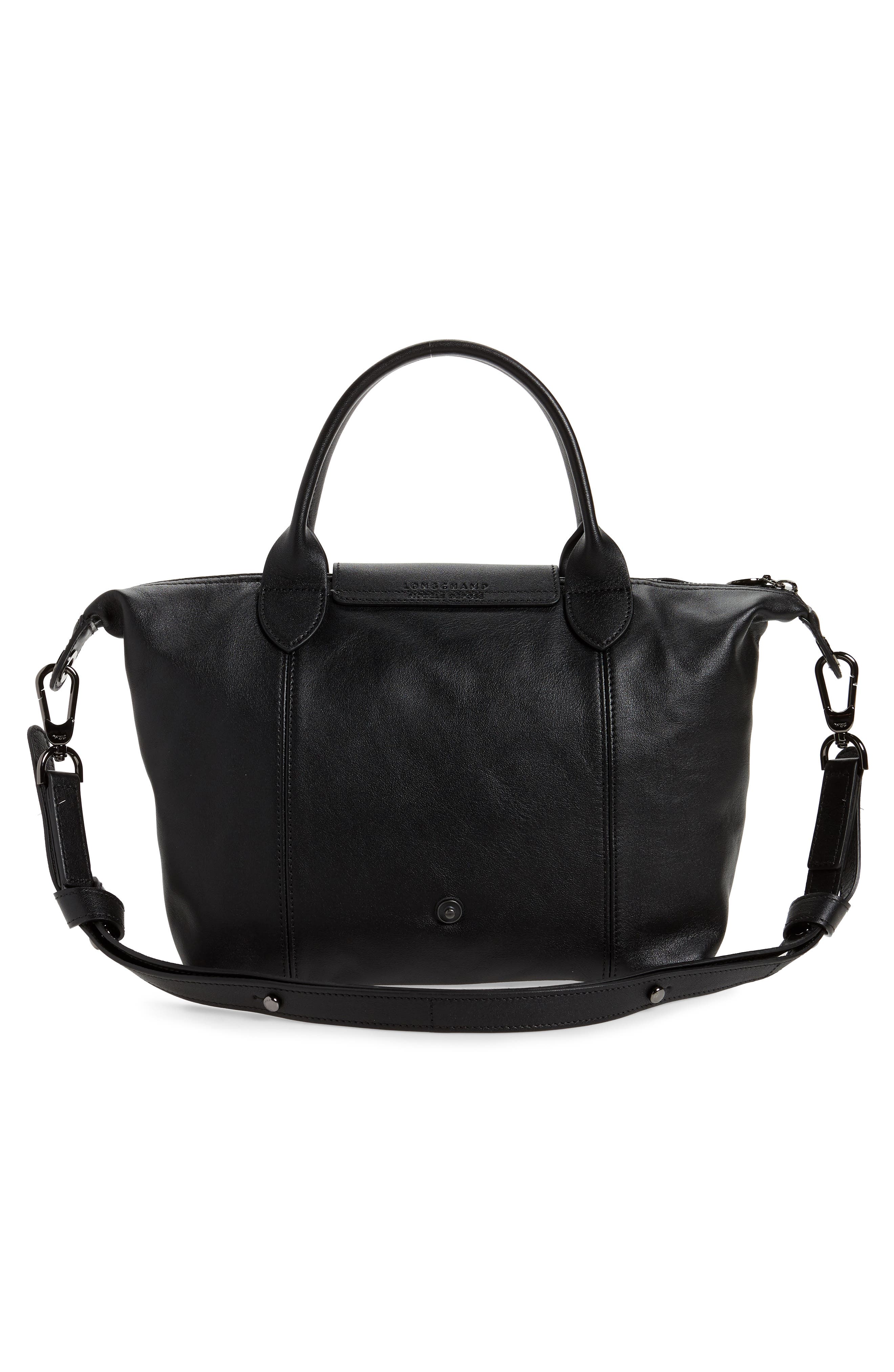 Le Pliage Cuir Leather Shoulder Bag (Nordstrom Exclusive), Alternate, color, BLACK