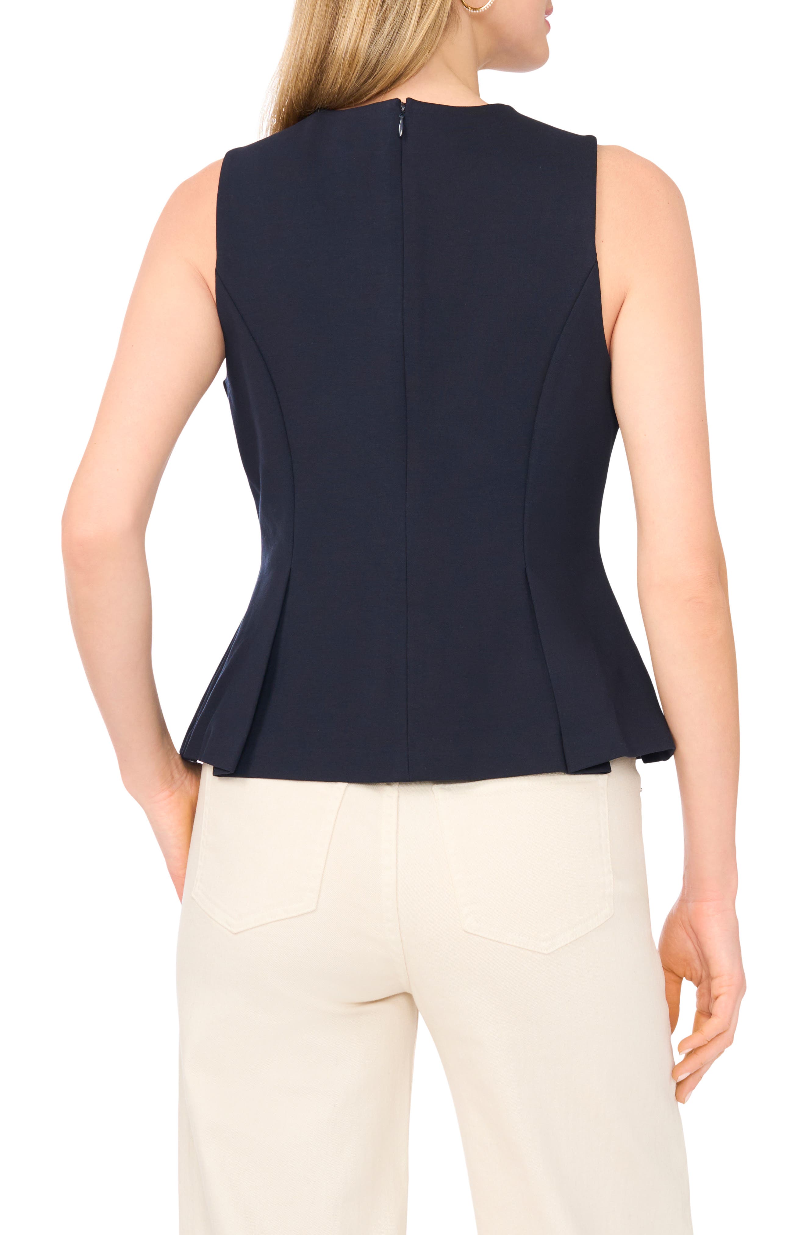Pleated Ponte Peplum Top - image 2
