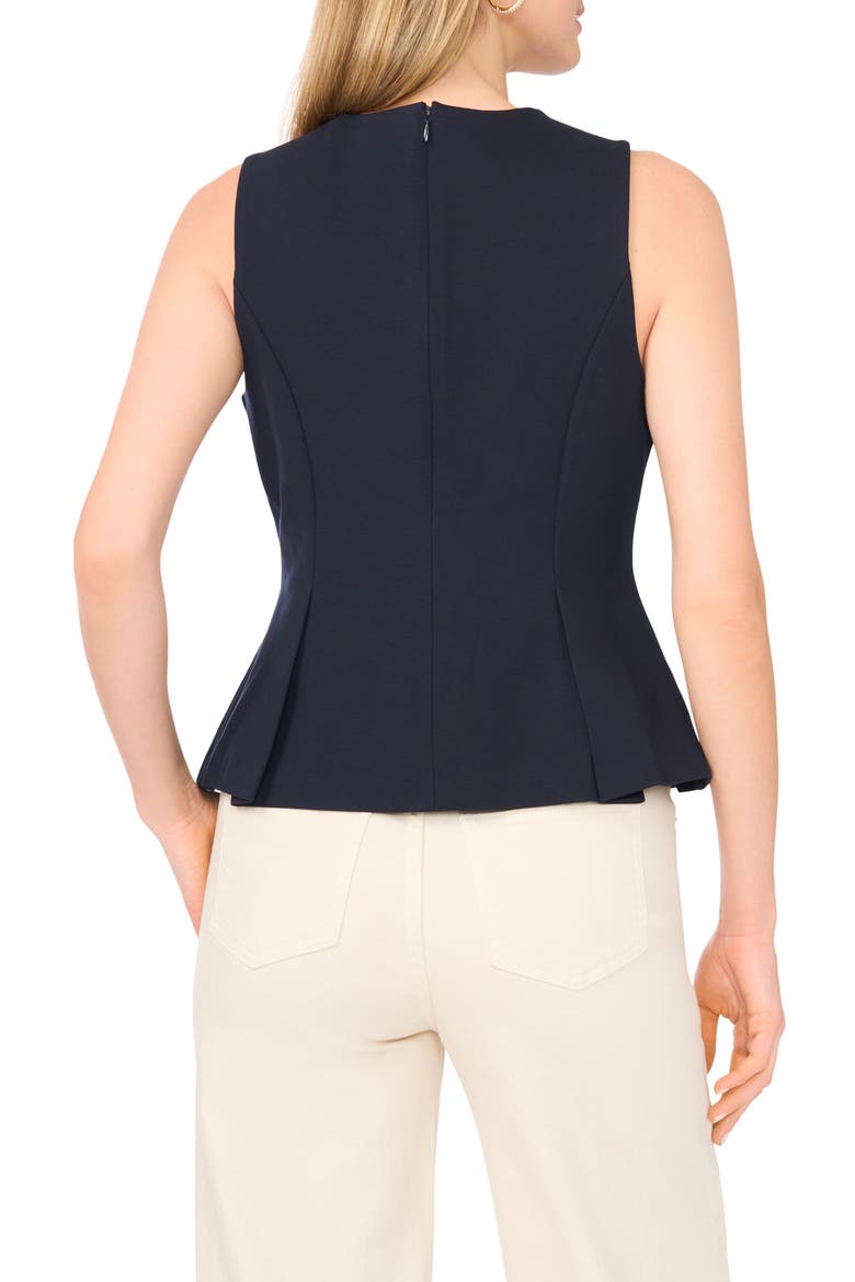 Pleated Ponte Peplum Top, Alternate, color, BARITONE BLUE
