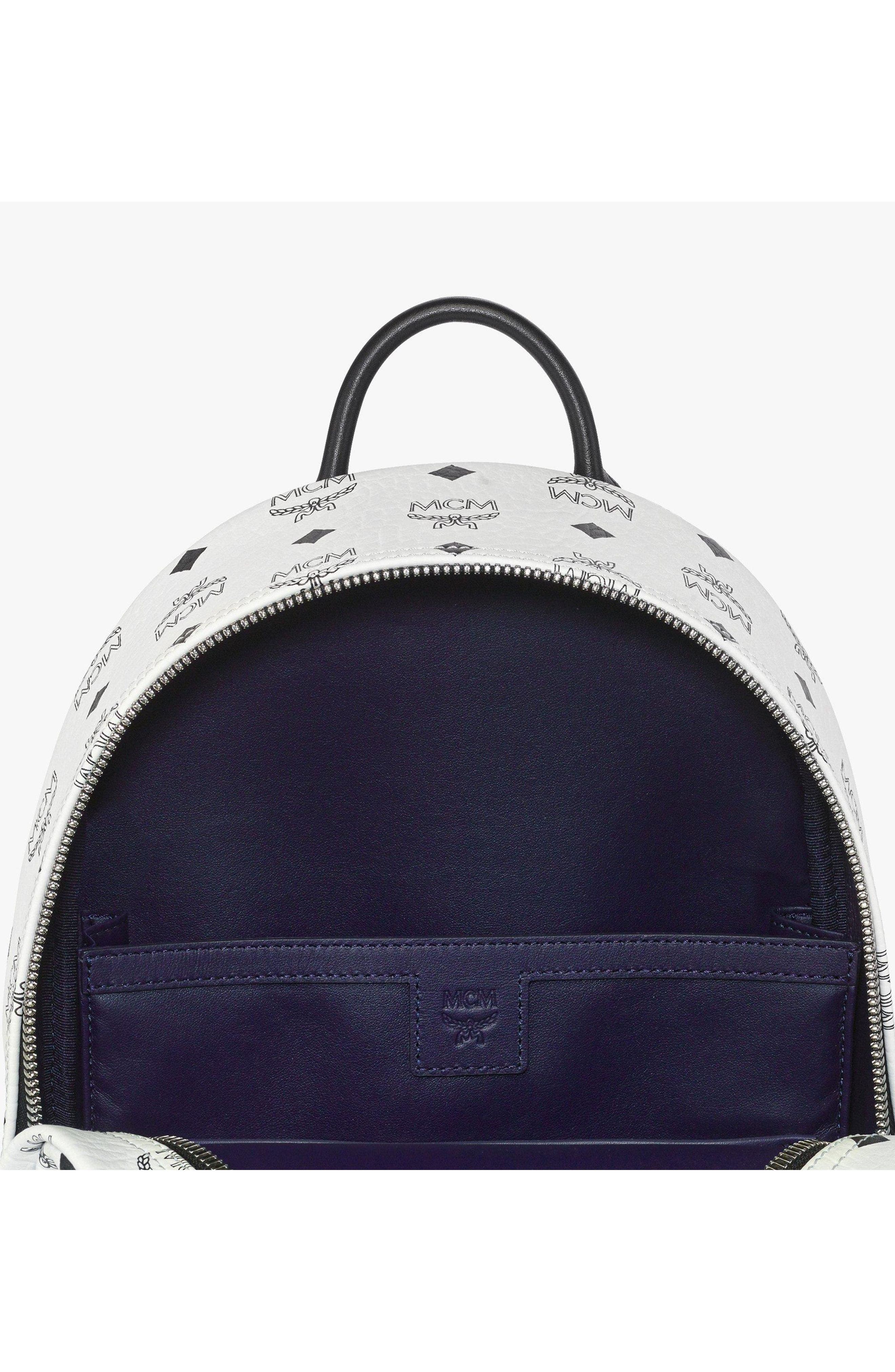 MCM Mini MCM x SNIPES Stark Side Studs Backpack in Visetos, Alternate, color, White