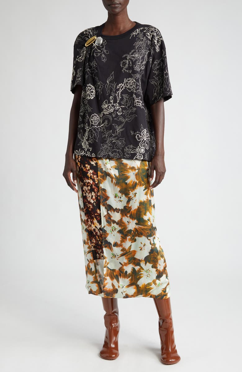 Dries Van Noten Hevent Floral Embroidered T-Shirt, Alternate, color, 