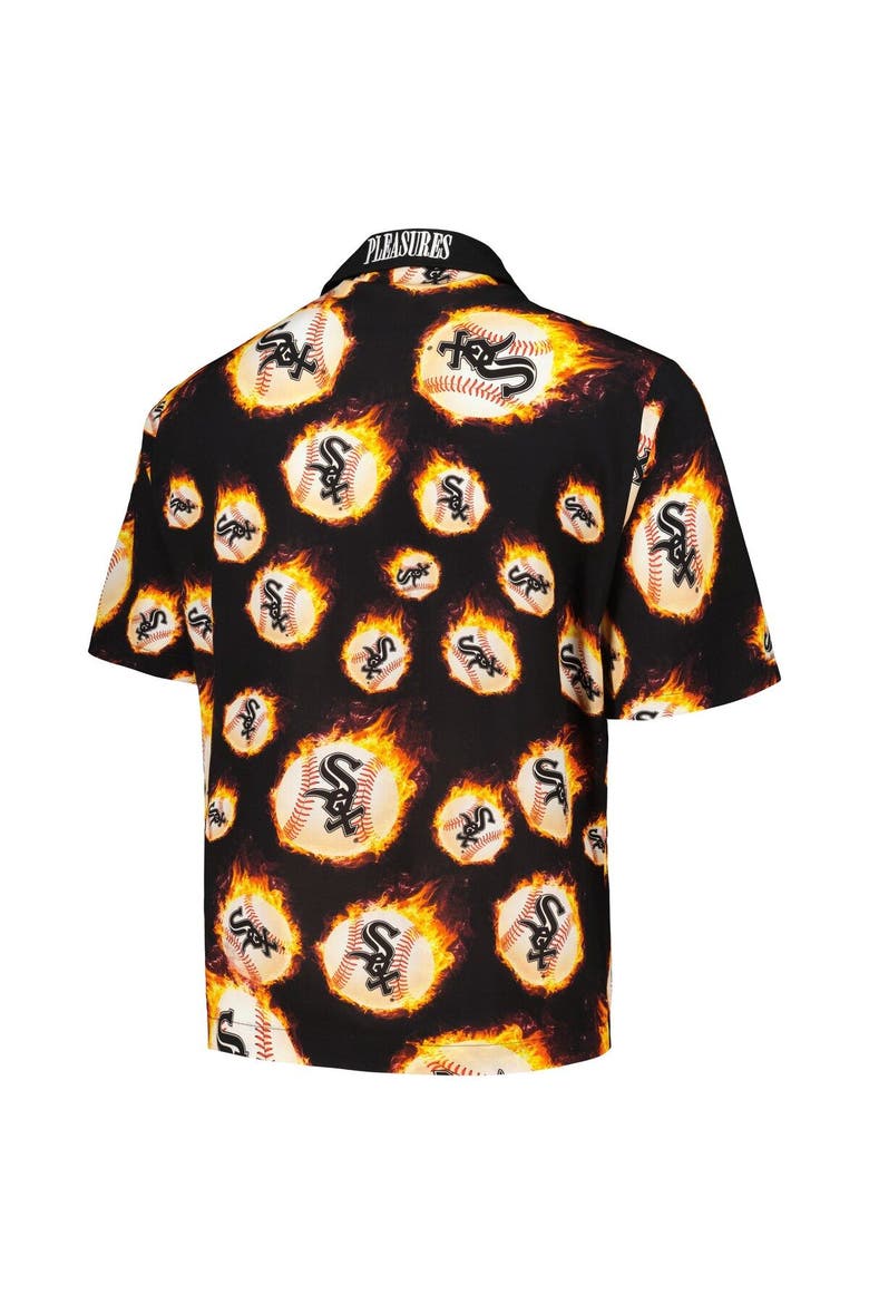 Men's PLEASURES  Black Chicago White Sox Flame Fireball Button-Up Shirt, Alternate, color, Black