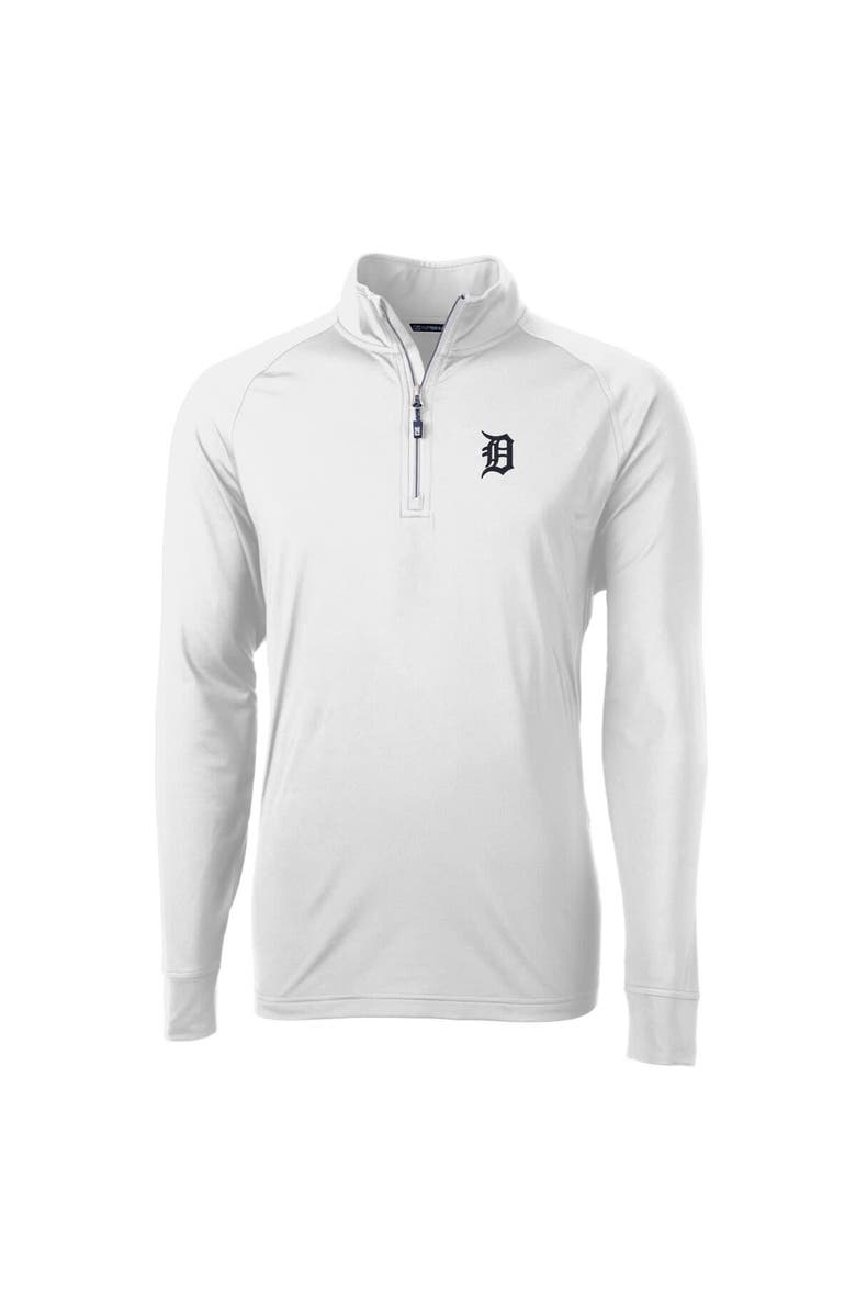 Cutter & Buck Men's Cutter & Buck  White Detroit Tigers Adapt Eco Knit Stretch Recycled Quarter-Zip Pullover Top, Alternate, color, White