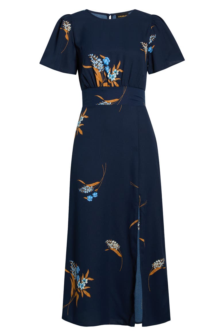 Dusk Bloom Floral Midi Dress, Alternate, color, NAVY MULTI