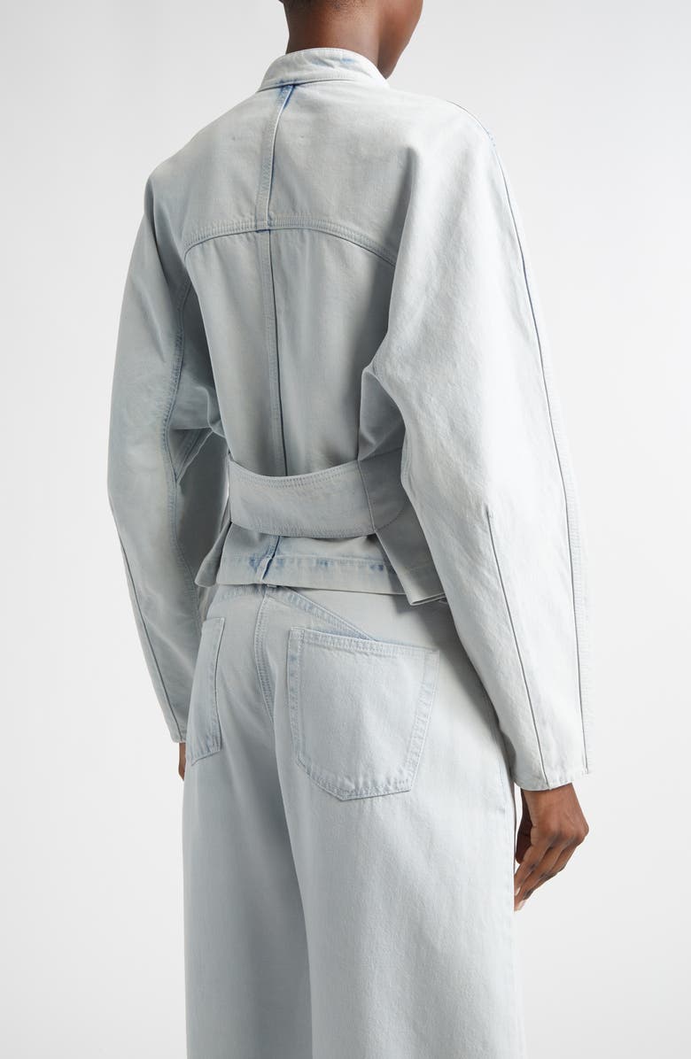 Alaïa Round Denim Jacket, Alternate, color, Bleu Givre