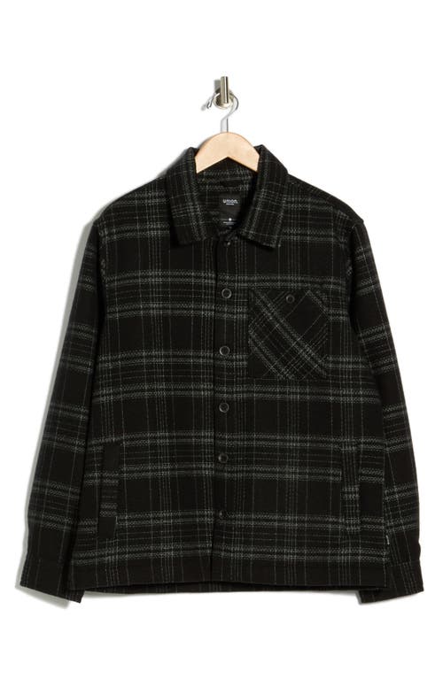 Union Plaid Flannel Shirt Jacket In Black
