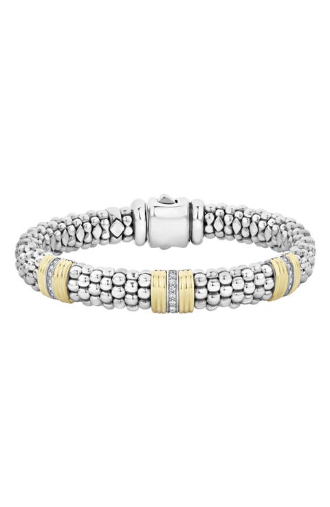 Fluted & Diamond Station Bracelet
