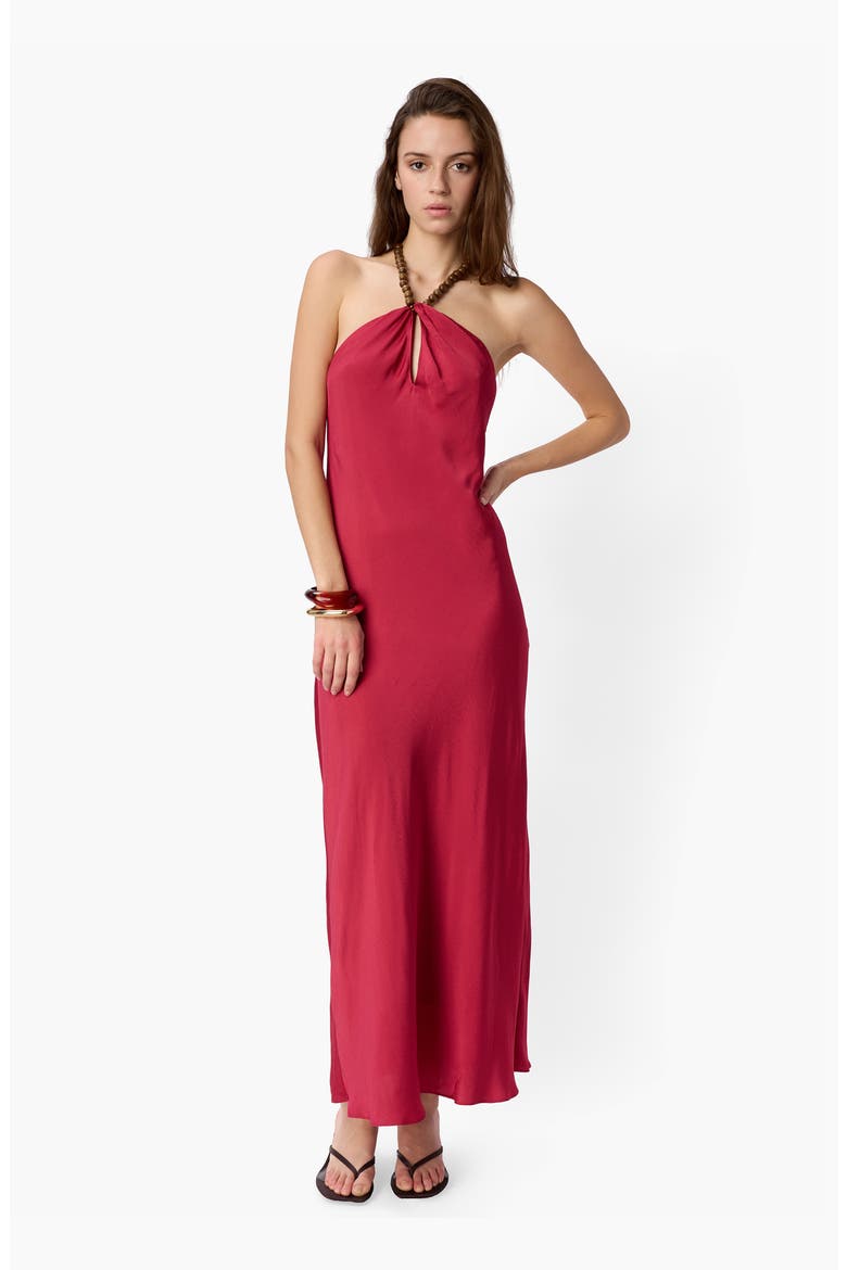 Giulia Hammered Silk Halter Dress, Alternate, color, HUCKLEBERRY