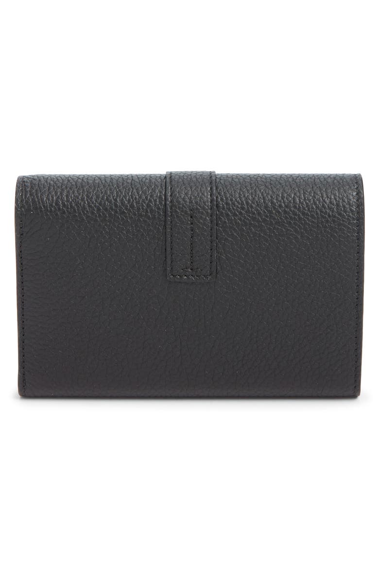 Kara Grain Leather Compact Wallet, Alternate, color, BLACK