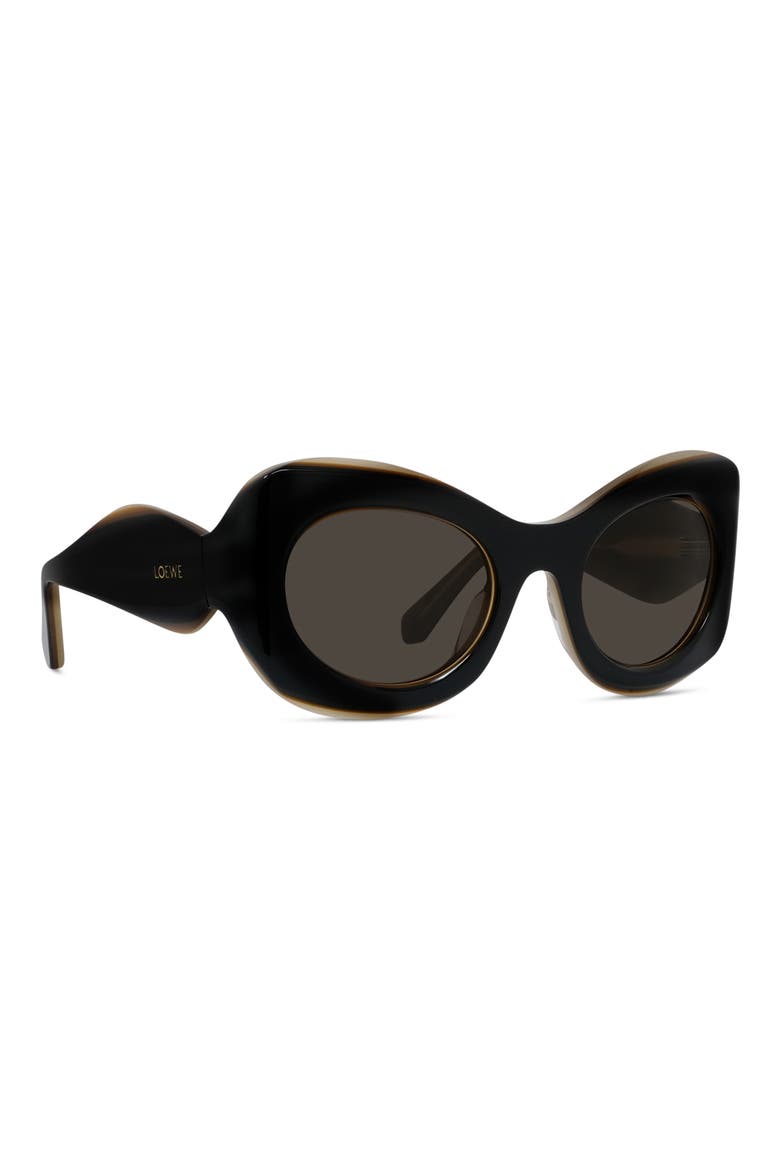Signature 52mm Cat Eye Sunglasses, Alternate, color, SHINY BLACK / BROWN