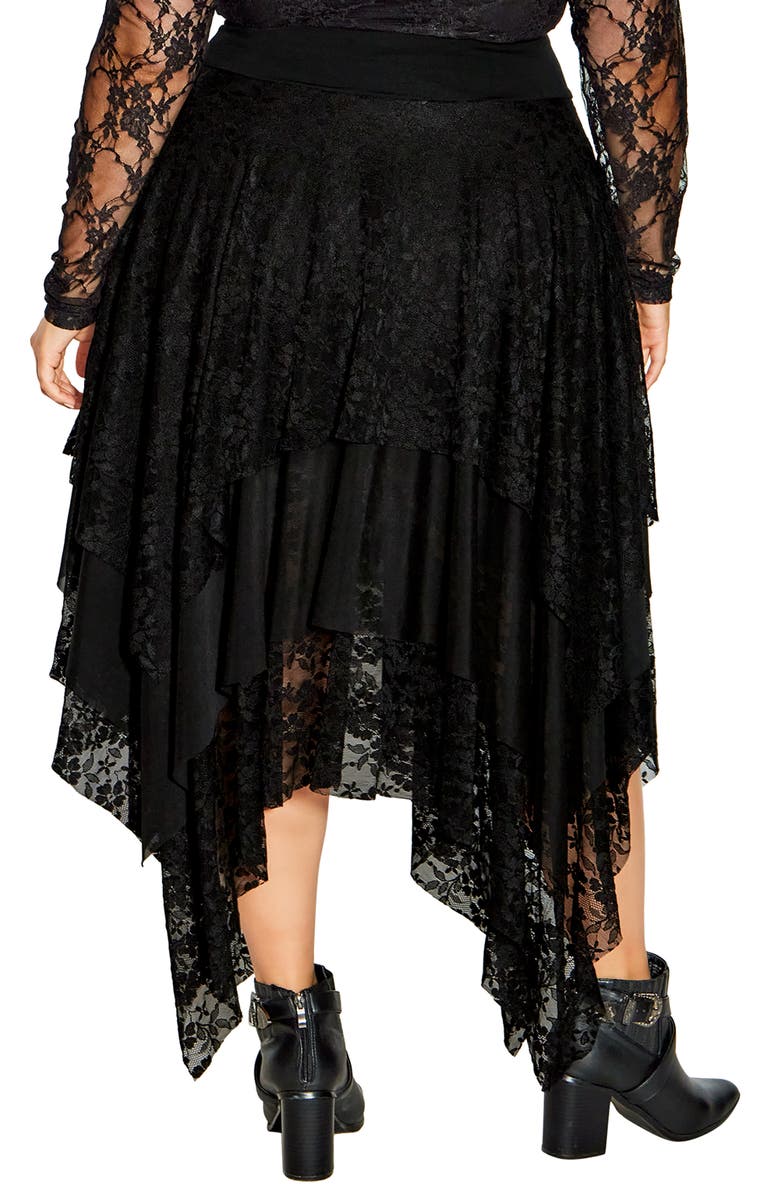 City Chic Elizabeth Handkerchief Hem Lace Maxi Skirt, Alternate, color, 