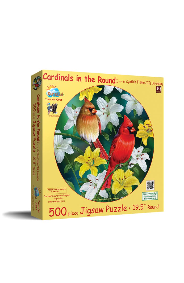 Sunsout Cardinals in the Round 500 piece Jigsaw Puzzle for Adults Round, Main, color, Multicolor