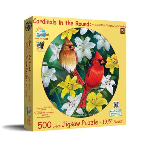 Cardinals in the Round 500 piece Jigsaw Puzzle for Adults Round
