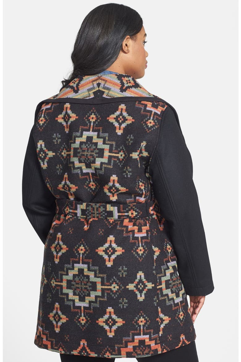 Jacquard Blanket Coat, Alternate, color, BLACK