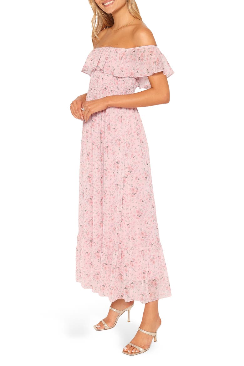 Priscilla Off the Shoulder Cotton Maxi Sundress, Alternate, color, PINK FLORAL