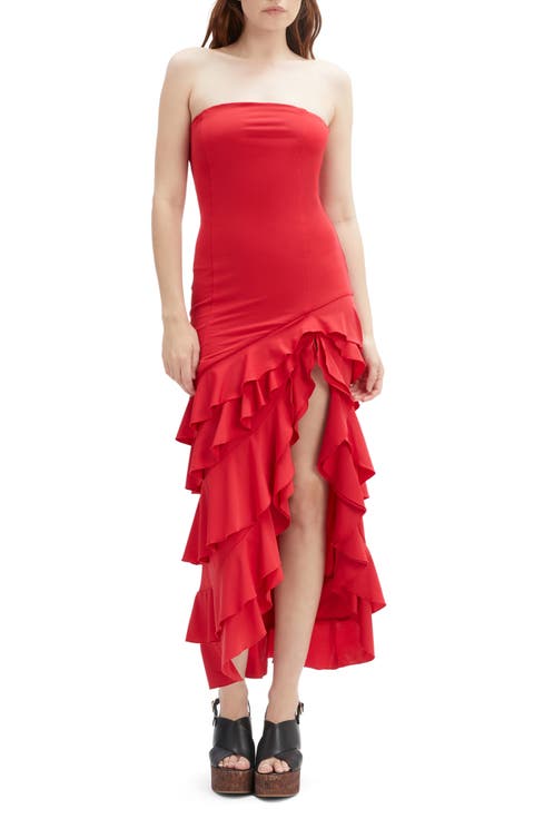 Agastina Ruffle Strapless Maxi Dress