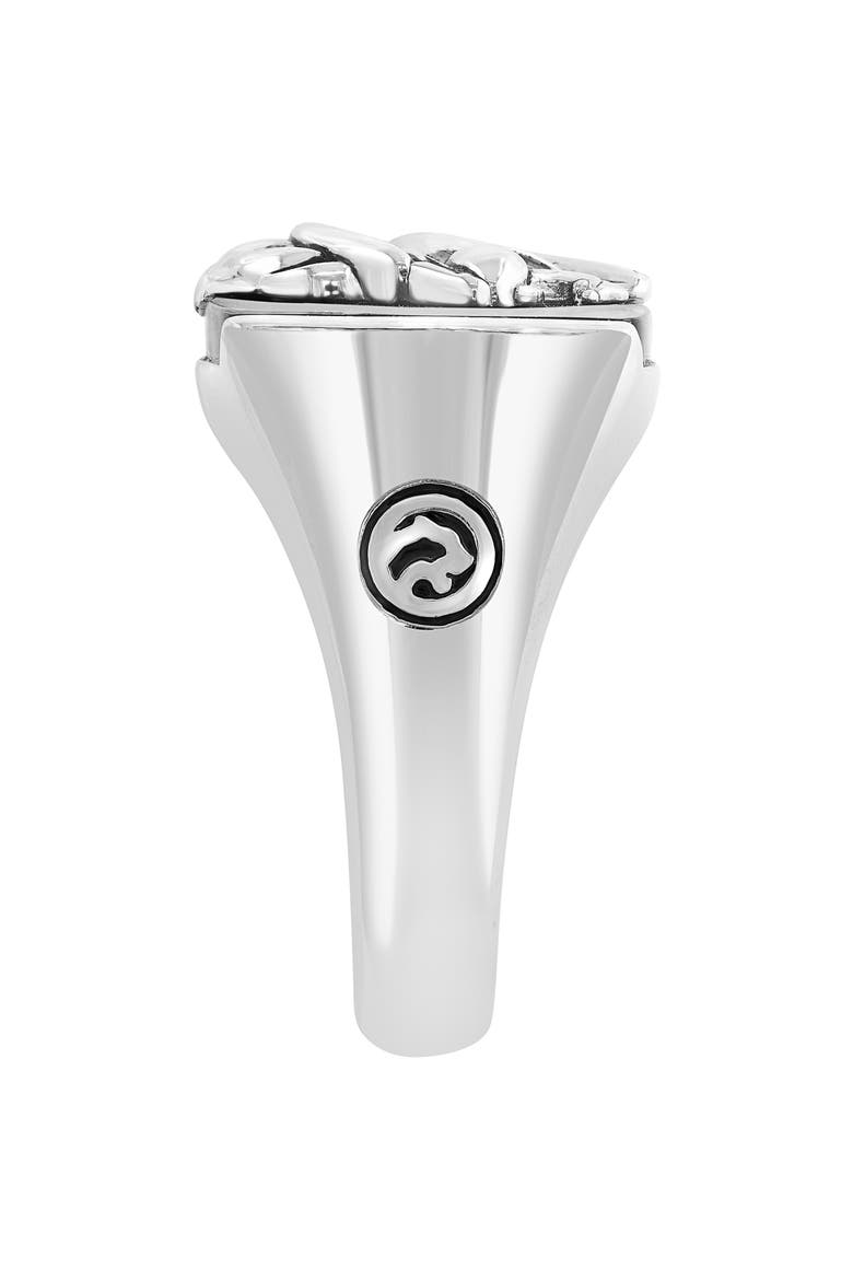 Men's Sterling Silver Onyx Lion Signet Ring, Alternate, color, BLACK