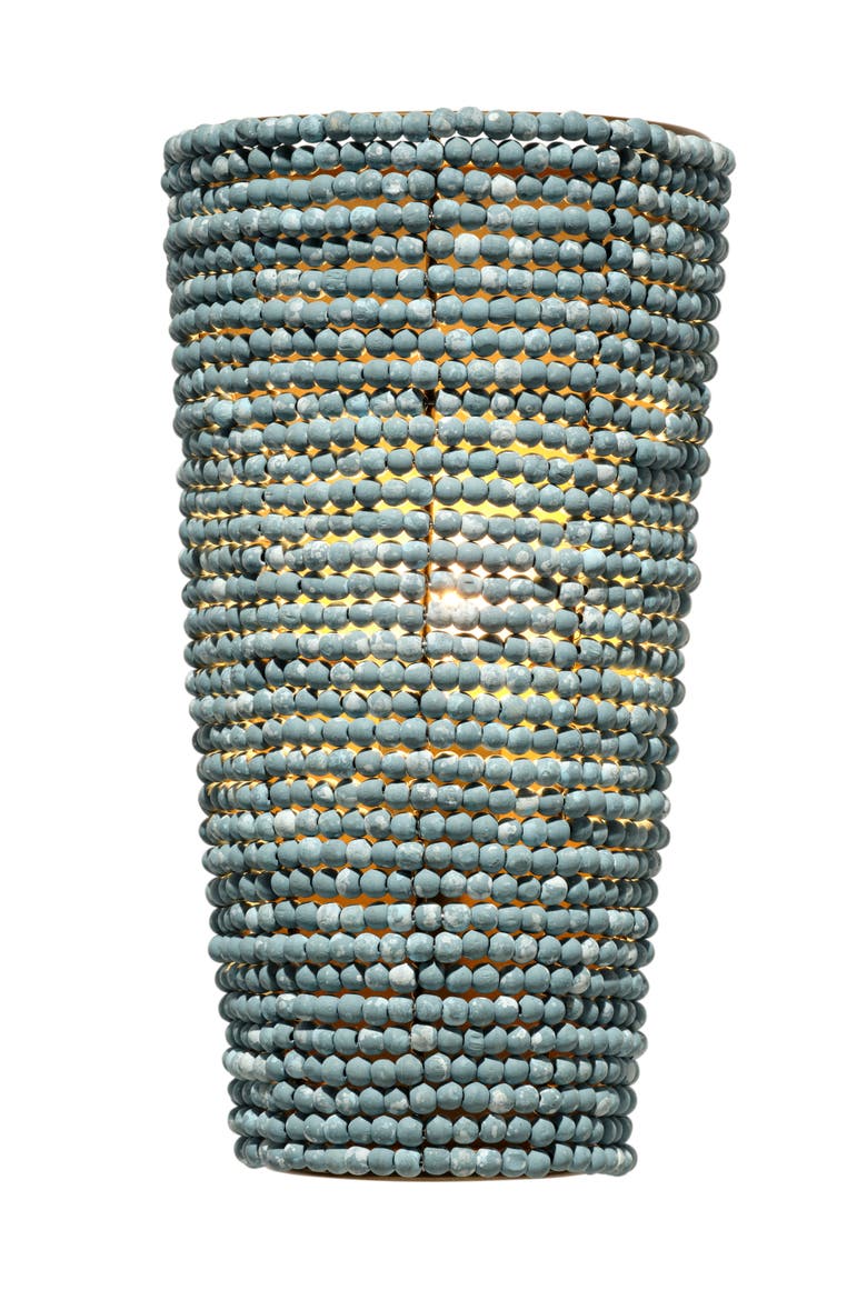 Seawall 1-Light Beaded Cone Wall Sconce, Blue, Alternate, color, Blue
