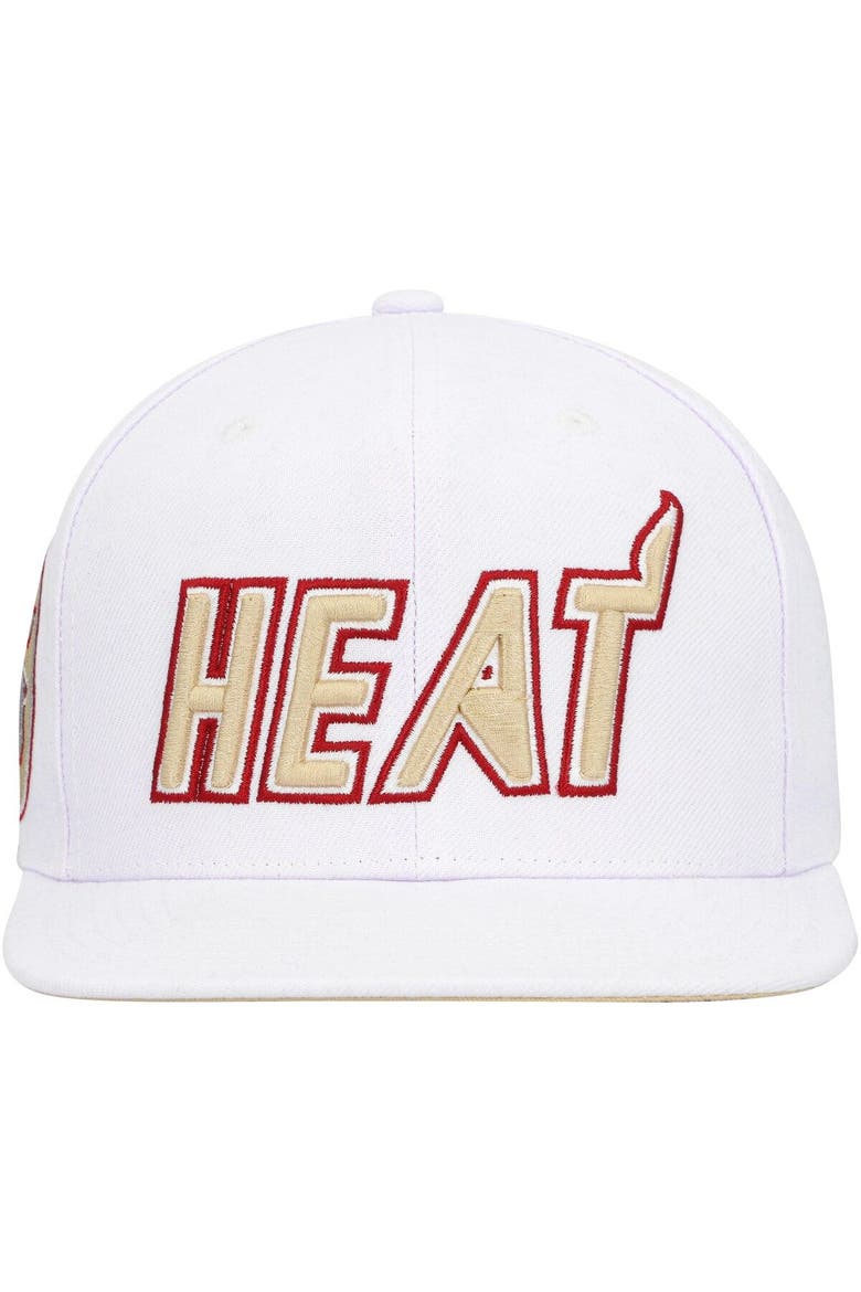 Men's Mitchell & Ness  White Miami Heat Hardwood Classics SOUL Snapback Hat, Alternate, color, White